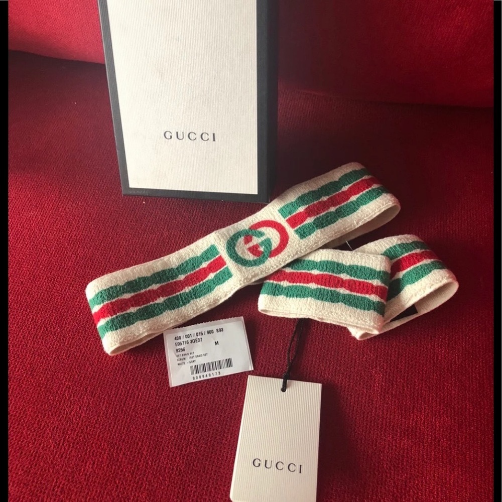 Gucci Cream Knit Headband with Red and Green Stripe. Head band (ONLY)*